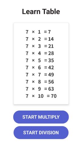 جدول الضرب – تعلم الرياضيات لنظام Android