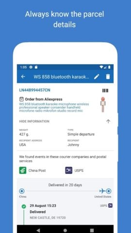Track your parcels – 1Track for Android