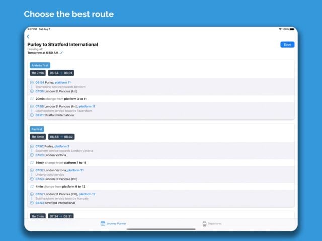Train Times UK Journey Planner para iOS