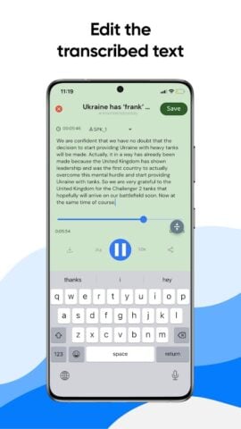 Транскрибировать речь в текст для Android