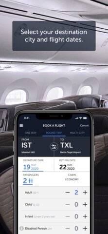 iOS için Türk Hava Yolları: Uçak bileti
