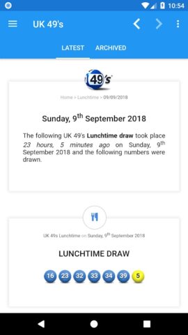 Android için UK 49’s | Lunchtime | Teatime