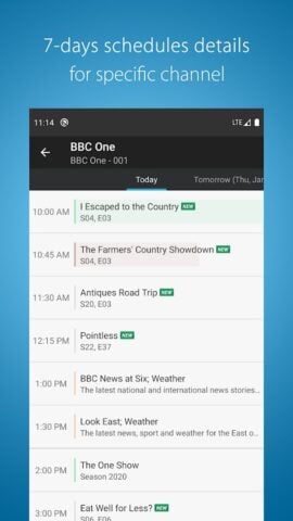 UK TV Listings per Android