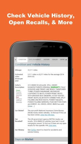 VIN Report for Used Cars per Android
