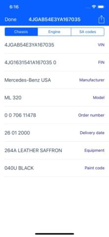 iOS 版 VIN decoder for Mercedes Benz