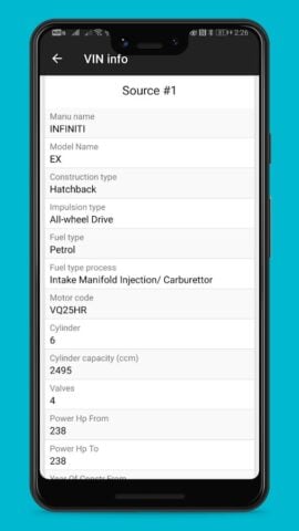 VIN info — детальная расшифров для Android
