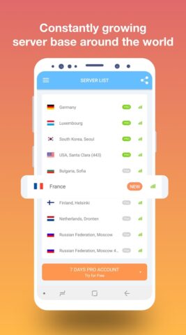 VPN servers in Russia for Android