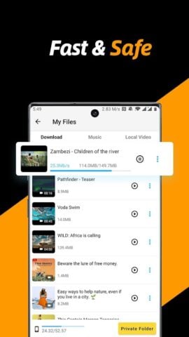 Android용 비디오 다운로더, 개인 파일 다운로더 및 보호기