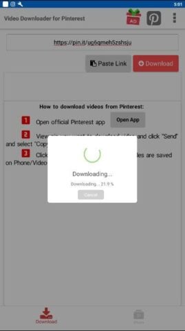 Android 版 Video Downloader for Pinterest