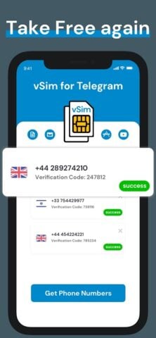 Android 版 Telegram 虛擬電話號碼
