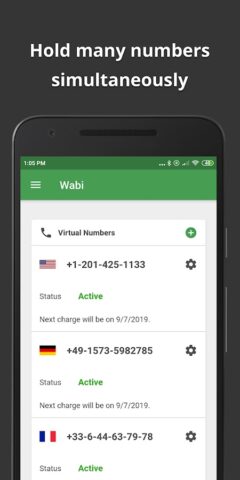 Wabi – Virtuelle Telefonnummer für Android