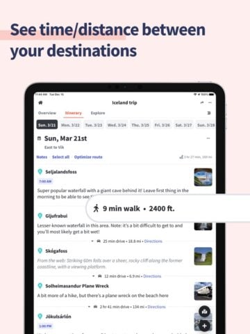 Wanderlog Planificador d’viaje para iOS