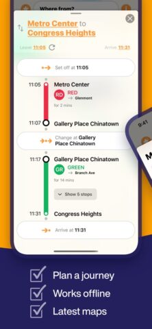 iOS 版 Washington DC Metro Route Map