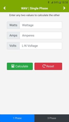 Watts Amps Volts Calculator для Android