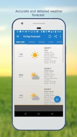 الطقس وويدجت الساعة والأرصاد لنظام Android