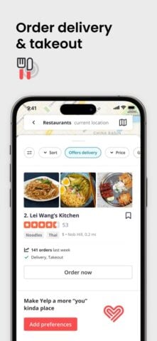 Yelp: Food, Delivery & Reviews สำหรับ iOS