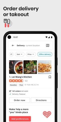 Yelp: Food, Delivery & Reviews สำหรับ Android