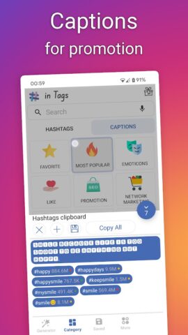 in Tags – AI Hashtag generator for Android