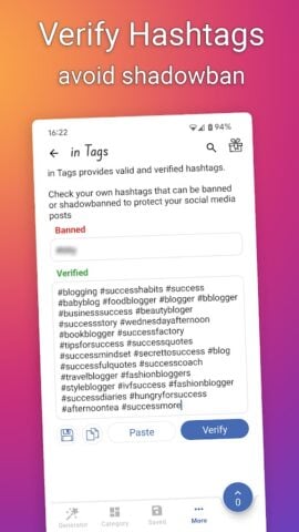in Tag – Generatore di hashtag per Android