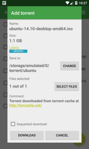 tTorrent Lite pour Android