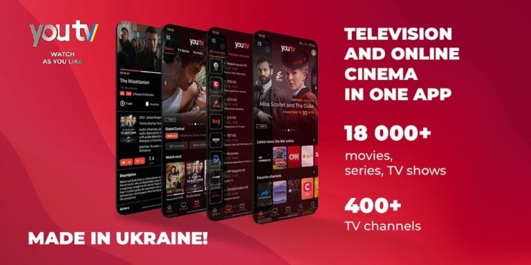 youtv – 400+ ТВ каналов и кино per Android
