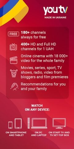 Android için youtv – 400+ ТВ каналов и кино