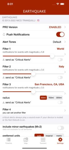 iOS 用 Earthquake – alerts and map