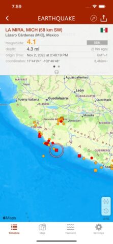 Earthquake – alerts and map cho iOS