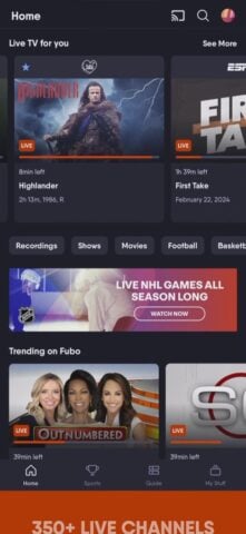 Fubo: Watch Live TV & Sports สำหรับ iOS