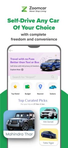 iOS için Zoomcar: Car rental for travel