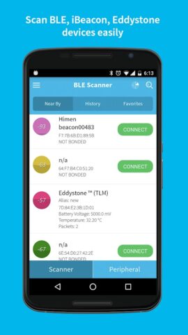 BLE Scanner (Connect & Notify) для Android — скриншот 1