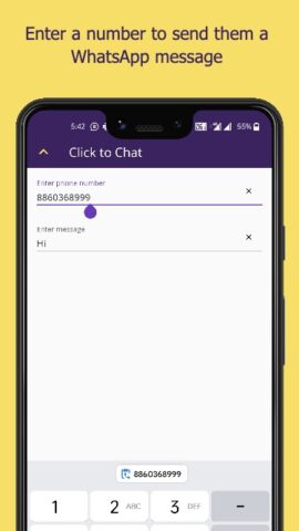 Click to Chat for WhatsApp для Android — скриншот 1