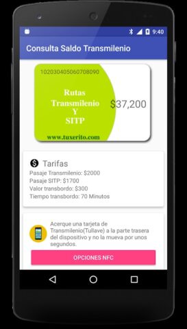 Consulta Saldo Transmilenio для Android — скриншот 1