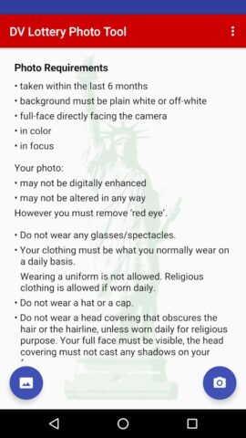 DV Lottery Photo Tool для Android — скриншот 3