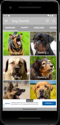 Звуки собак для Android — скриншот 1