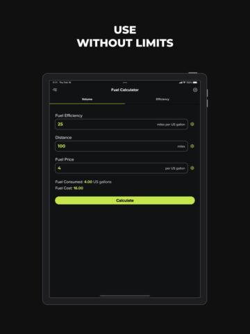 Топливный калькулятор для iOS — скриншот 1