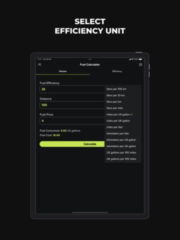 Топливный калькулятор для iOS — скриншот 2