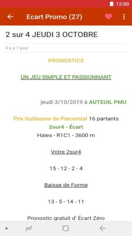 Le Quinte Plus — Pronostics для Android — скриншот 5