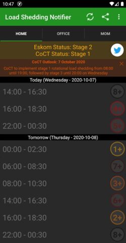 Load Shedding Notifier для Android — скриншот 1