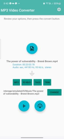 MP3 Video Converter для Android — скриншот 2