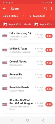 My Earthquake Alerts. Карта для Android — скриншот 2