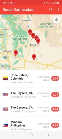 My Earthquake Alerts. Карта для Android — скриншот 3