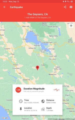 My Earthquake Alerts. Карта для Android — скриншот 5