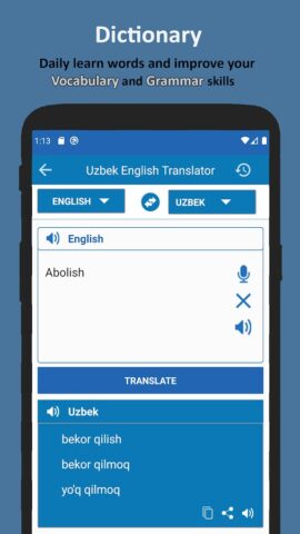 O’zbekcha Inglizcha Tarjimon для Android — скриншот 2