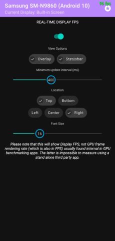 Real-time Display FPS Meter для Android — скриншот 2