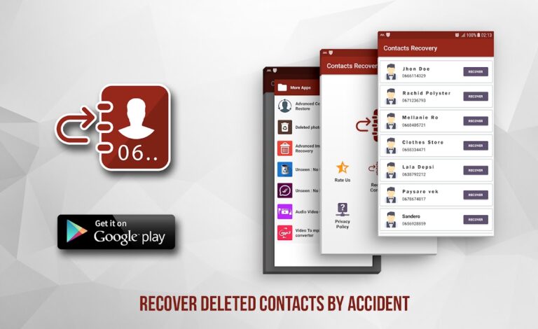 Recover Deleted Contacts для Android — скриншот 1