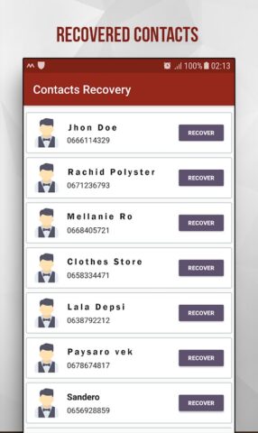 Recover Deleted Contacts для Android — скриншот 4