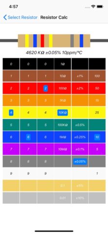 Калькулятор резисторов для iOS — скриншот 5