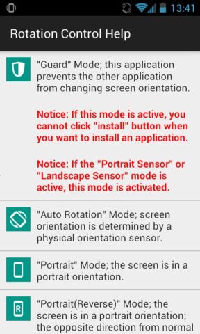 Rotation Control для Android — скриншот 3
