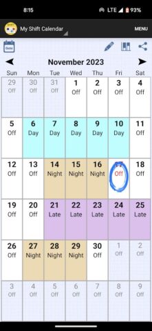 График смен для Android — скриншот 1